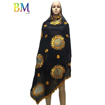 

Latest african Women Scarf 100% Cotton Embroidery Scarf Big Size Cotton Scarf for Shawls BX11