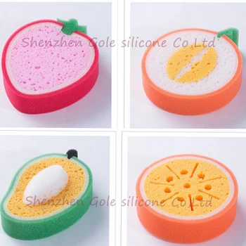 

100pcs Fruit type sponge candy color dishclout bowl microfiber cleaning cloth waffle weave kitchen towels dish cooking tools