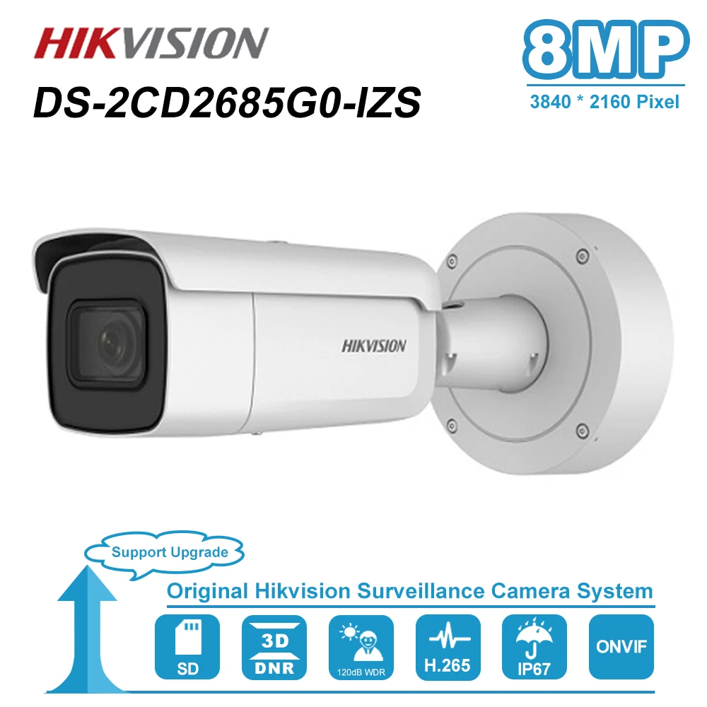 Hikvision оригинальная DS-2CD2685G0-IZS 4K 8MP цилиндрическая сетевая камера питание от Darkfighter варифокальный Встроенный слот для sd-карты H.265