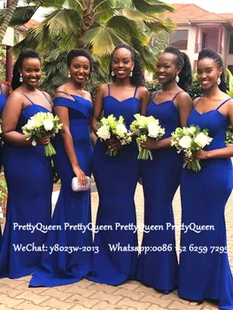

Royal Blue Mermaid Bridesmaid Dresses 2020 Spaghetti Strap African Women Long Wedding Guest Dress Robe Demoiselle D'honneur