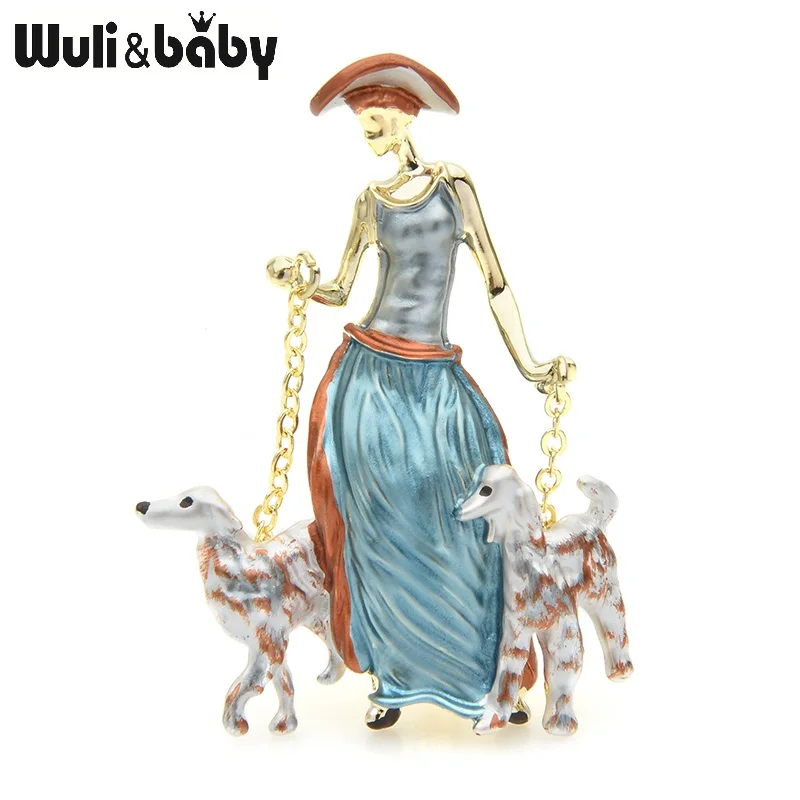 Женская Брошь с эмалью Wuli & baby брошь из металлического сплава в виде двух собак 2