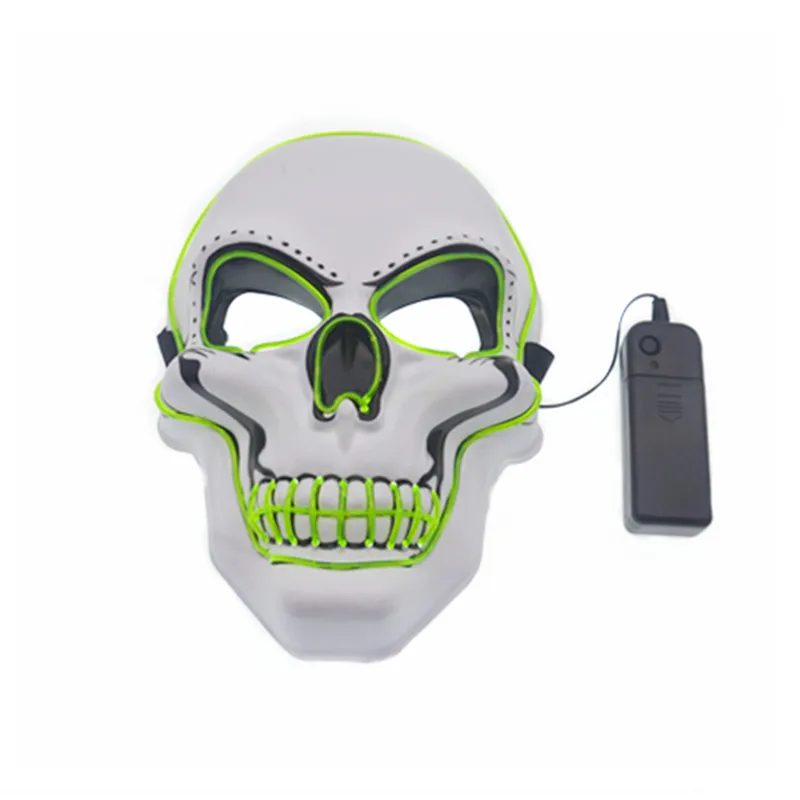 NEW Halloween LED Mask EL Wire Woven Skull Shaped Light Up Halloween Mask Light Up Party Neon Cosplay Horror Glow In Dark - Цвет: Зеленый