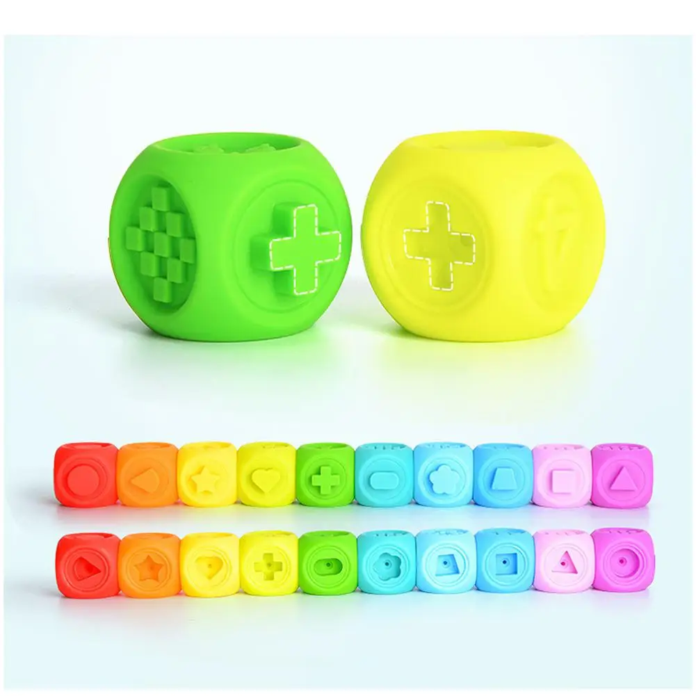 Kuulee 10 шт./компл. Детские хватать игрушки строительные блоки 3D сенсорный экран руки и пушистыми помпонами для малышей массажные с резиновым покрытием Прорезыватели для зубов резиновые игрушки для ванной мяч надувные игрушки