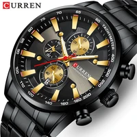 Neue CURREN Uhr für Männer Top Marke Schwarz Gold Quarz Sport Armbanduhr Herren Chronograph Uhr Datum Edelstahl Männlichen Uhren