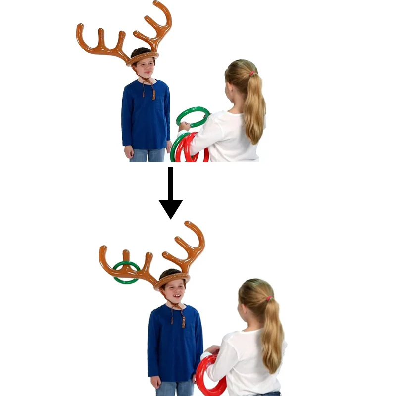 Christmas Game Inflatable Santa Funny Reindeer Antler Hat Ring Toss Christmas kids Gift New Year Outdoor Inflated toys