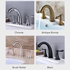 3 Hole Widespread Bathroom Sink Faucet Deck Mounted Dual Handle Hot Cold Water Mixer Tap Brush Nickel Chrome Finished EL8001-2 ► Photo 3/6