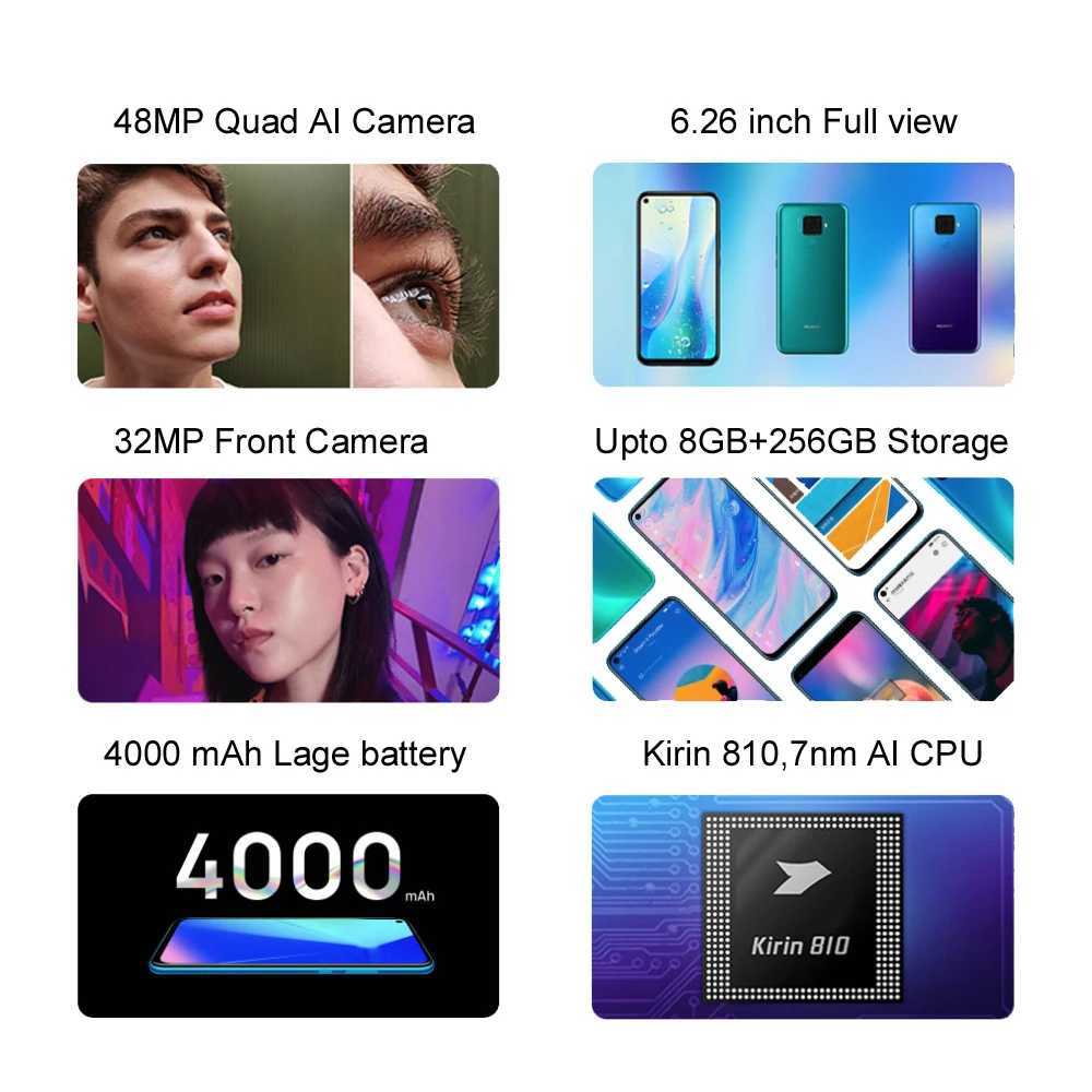 Huawei Nova 5i Pro смартфон 8 ГБ 128 4000 мАч Google Play Смартфон Android 9 0 48MP Quad camera 6 2 &quotFHD +