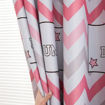 

Cartoon Pink Striped Curtain Girls Curtains Blackout Curtains for Children's Bedroom Short Curtain