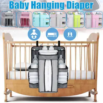 

Baby Crib Bed Hanging Storage Bag Baby Bed Diaper Organizer Bedding Sets Accessories for Crib Storage and Nursery Organization