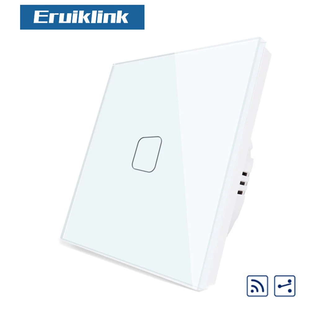 

EU Standard 1/2/3 Gang 2 Way Touch RF433 Remote Switch, Crystal Glass Panel Touch Wall Light Switch, AC110V-250V