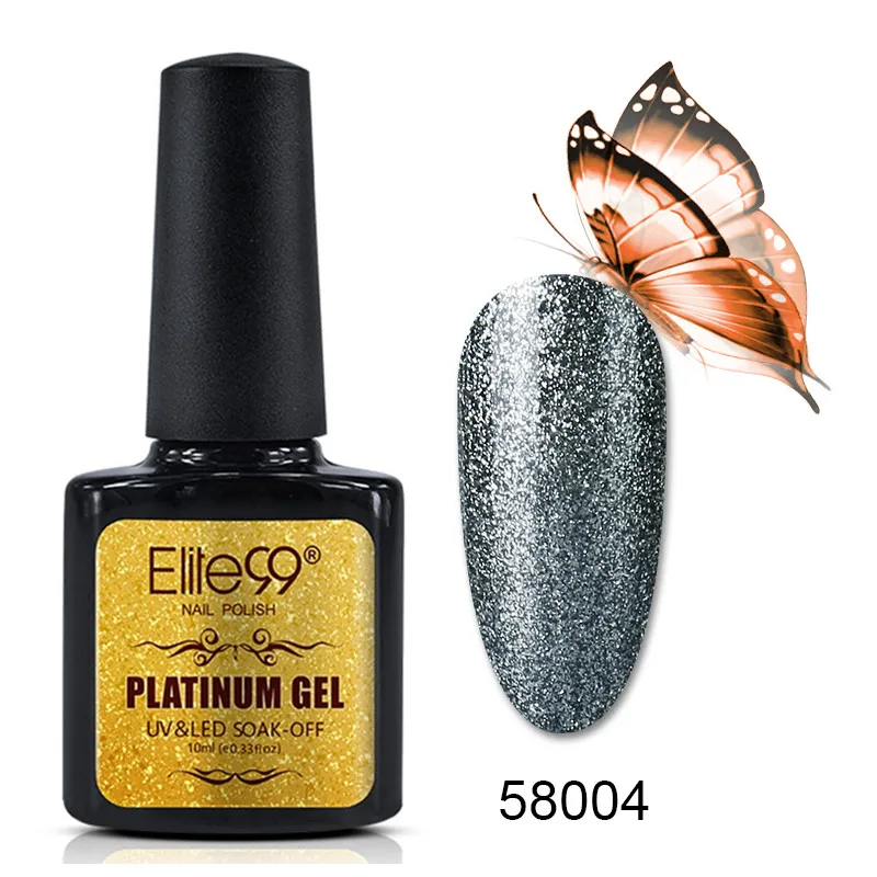 Elite99 10 мл Платиновый Цветной Гель-лак замочить от Bling гель для ногтей с блестками лак долговечный Светодиодный УФ-гель для дизайна ногтей гель лак - Цвет: 58004
