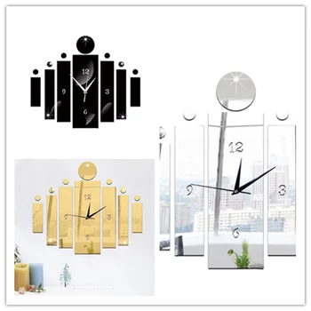 

Mirror Wall Clock Stickers DIY Rectangular 3D Stereo Mute Clock Wall Stickers for Home Decoration