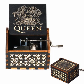 

Christmas Gift Wooden Hand Crank Queen Music Box Bohemian Rhapsody Theme Can't help falling in love As a New year Gift