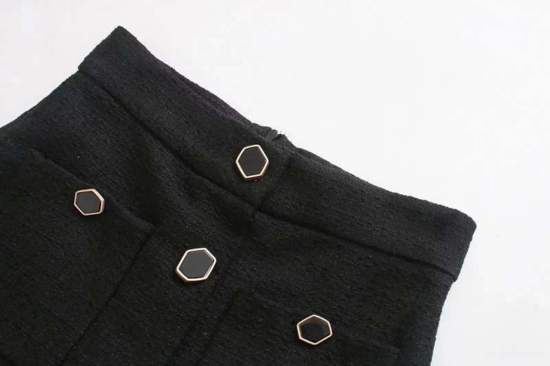 Увядшая английская опрятная Стильная однотонная однобортная прямая черная юбка миди для женщин faldas mujer moda женские юбки