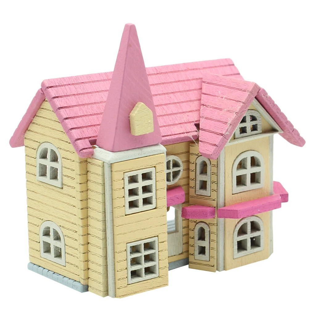 1/12 Mini House Wooden Crafts for DIY Toys Dollhouse Accessories, DIY Handcraft Miniature Project Kit, Fairy Garden Decor