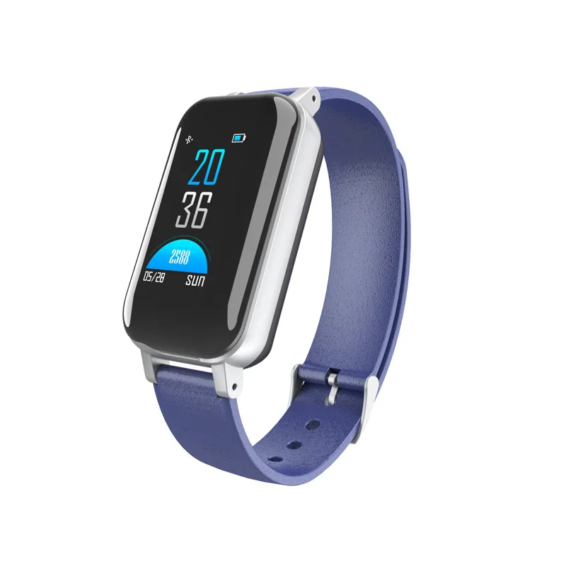 T89 наушники-вкладыши TWS с Smart бинауральные гарнитуры Bluetooth 5,0 наушники Фитнес браслет Heart Rate Monitor Спортивные часы гарнитуры «2 в 1» - Цвет: Синий