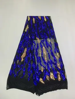 

African Lace With Sequins Embroidery Textile Lace Fabric High Quality Sequins French Tulle Lace Fabrics For Wedding Party