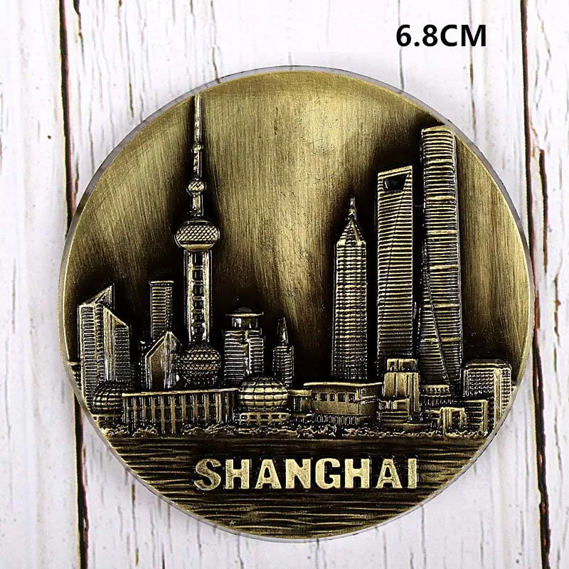 shanghai Металлический холодильник, украшенный французским Парижским пейзажем, Эйфелевой башней, пирамидой, статуэткой Оскара, памятный подарок для мирового туризма - Цвет: shanghai