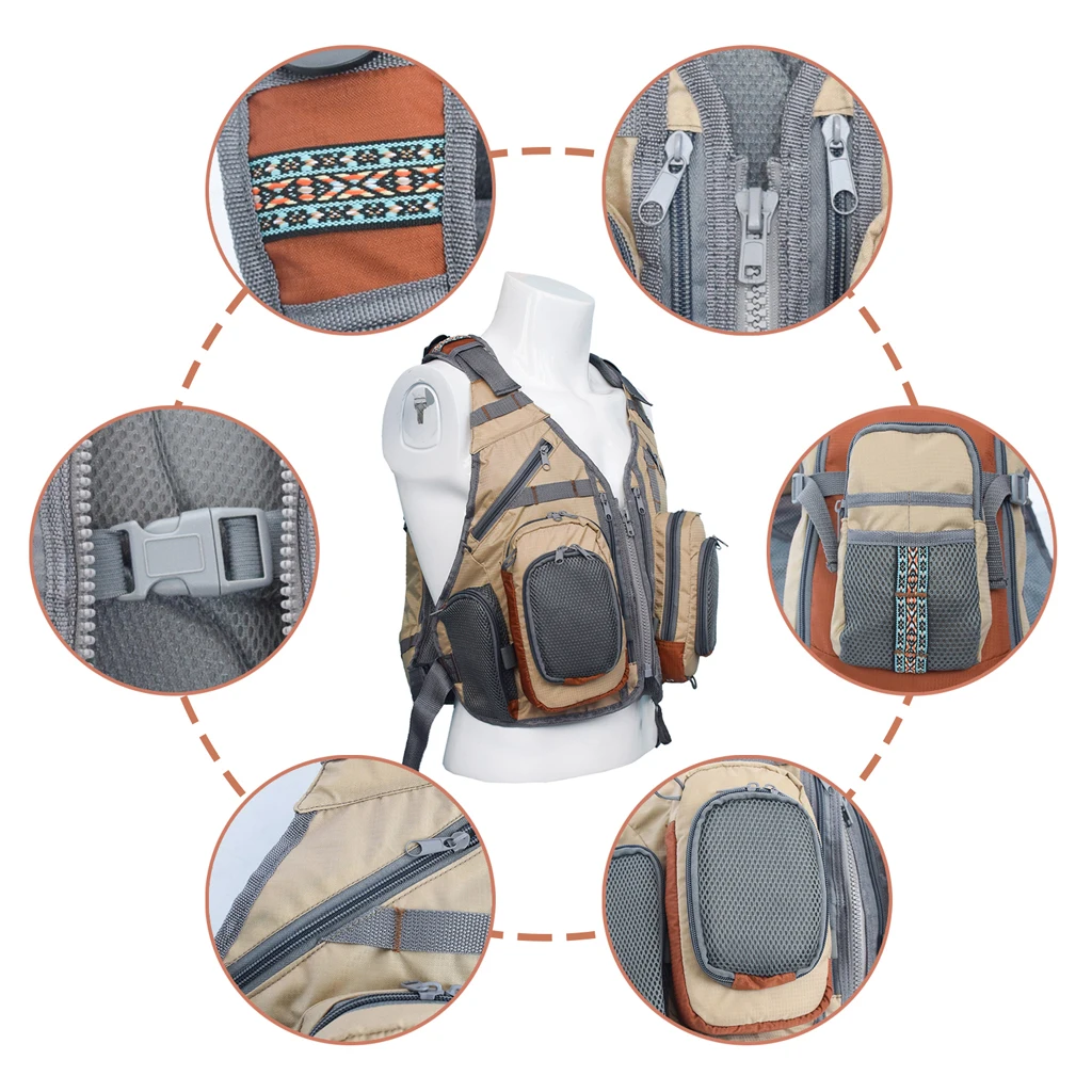 Fly Fishing Backpack Vest Combo Chest Pack for Tackle Gear and Accessories, Adjustable Size for Men and Women Swimming Sailing