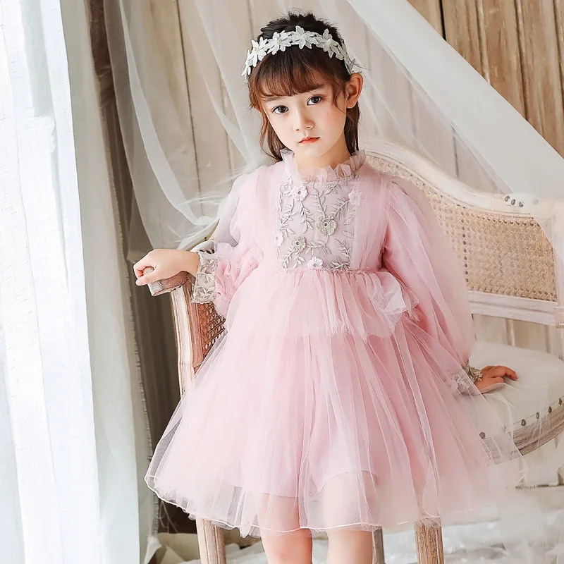 

2019 Korean-style New Style Girls Dress Children Gauze Princess Dress Girls Medium-small Long Sleeve Spring And Autumn Cake Dres