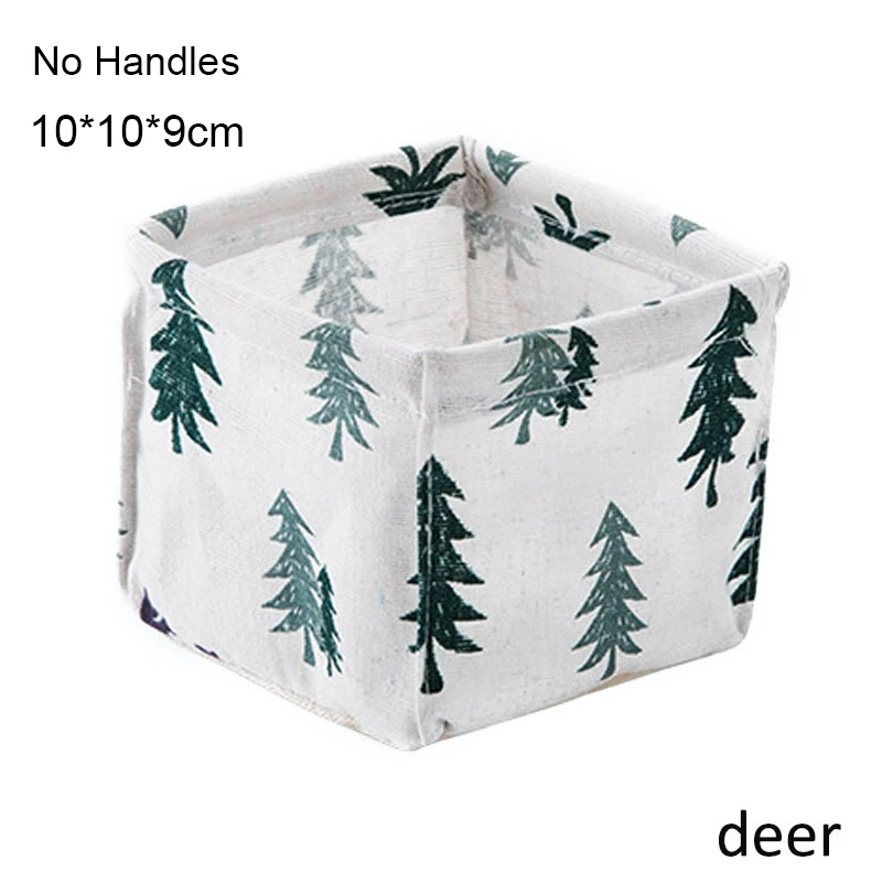 deer 1 шт., хлопковая льняная Складная Настольная корзина для хранения мелочей, квадратная Водонепроницаемая игрушка, органайзер для книг, косметическое ведро, корзина для белья - Цвет: deer