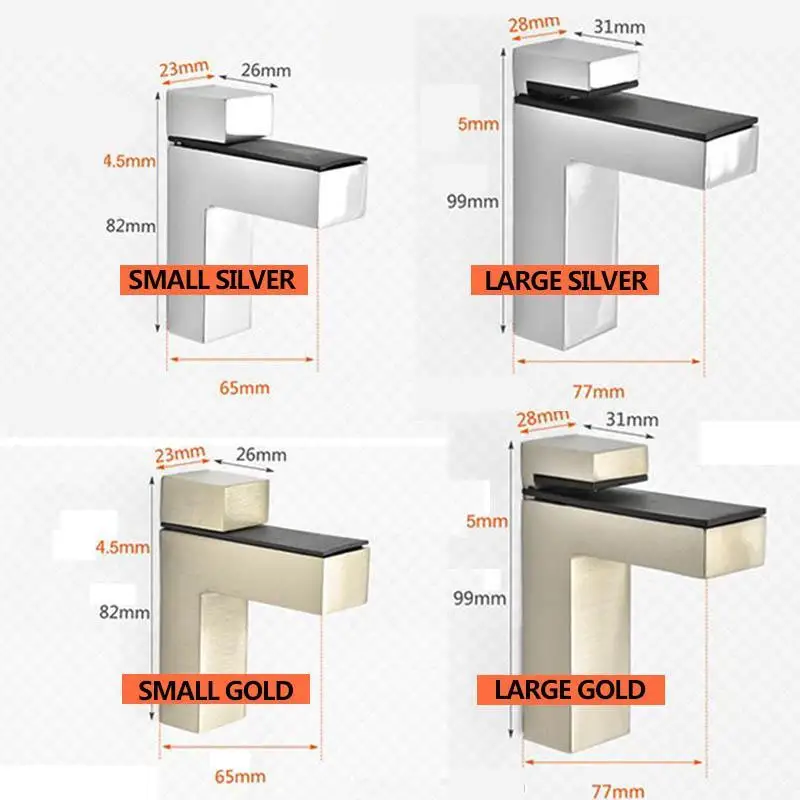 1PCS Glass Clamp Zinc Alloy Adjustable F-type Glass Clip Compartment Board Shelf Holder Support Brackets Clamp For Shelves