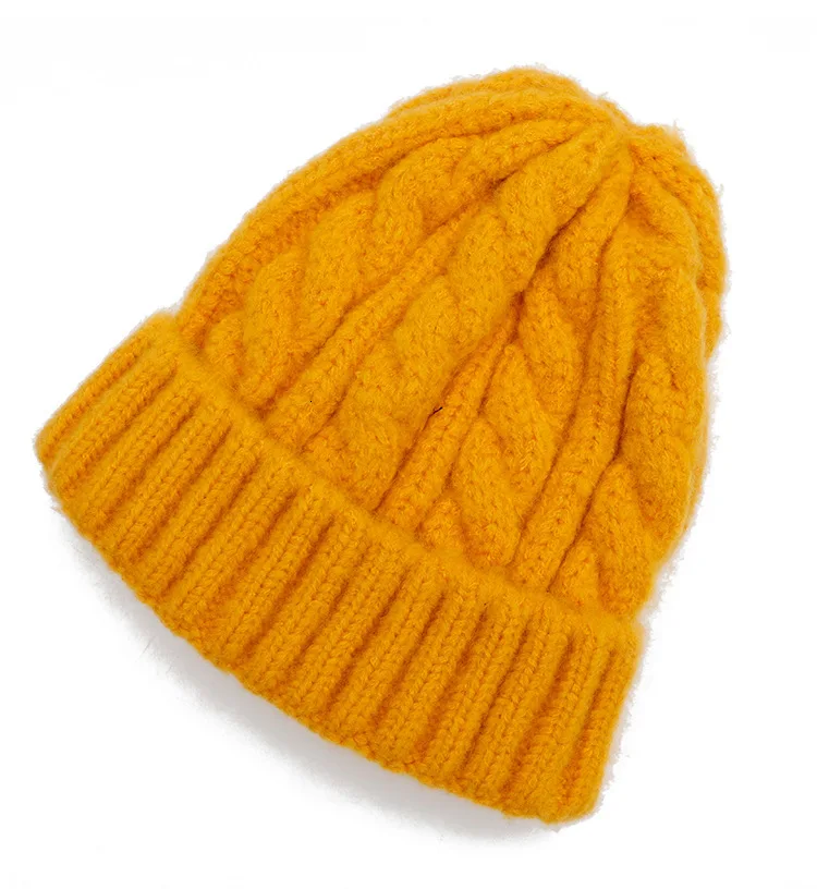 Толстые кашемировые вязаные шапки Skullies из кашемира женская шапка вязаные теплые шапки унисекс теплая шапочка-бини