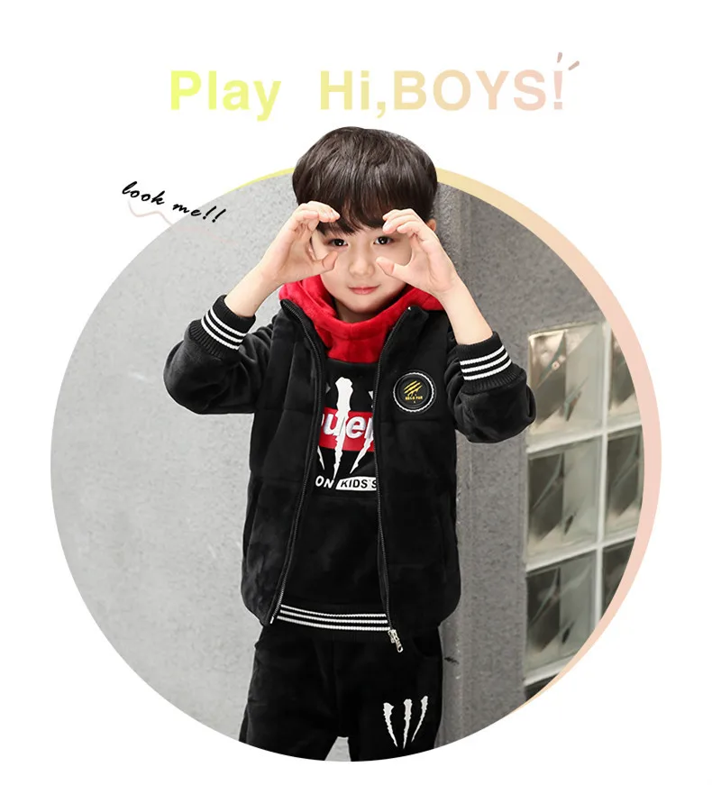 Зимняя одежда для маленьких мальчиков комплект одежды для мальчиков, Детские новогодний наряд, комплект из 3 предметов: Топ+ штаны+ жилет, одежда для мальчиков-подростков, детская одежда