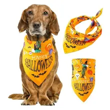 Хэллоуин с принтом в виде тыквы щенок уход за домашними животными костюм аксессуары нагрудники Собака Бандана маленькие большие нагрудники собака полотенце шарф