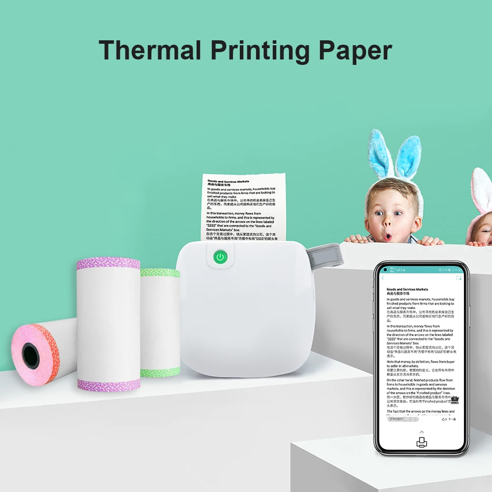 Thermal Paper Roll 6 Rolls Printable Sticker Paper Roll for Peripage Thermal Printer