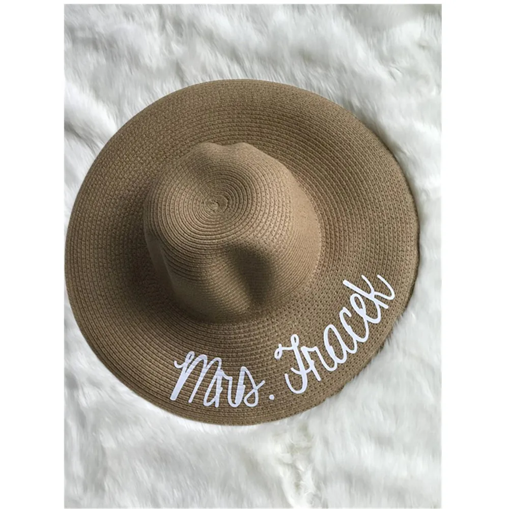 customize name Straw Vacation hat Lettered beach sun hat outdoor trip cap Personalise Honeymoon floppy hats unique brithday gift
