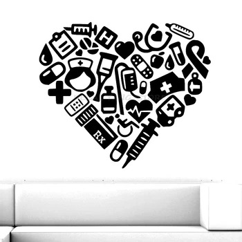 

Medical Heart Wall Stickers Hospital Dental Clinic Decor Modern Creative Room Decoration Wall Decal Mural vinilos paredes