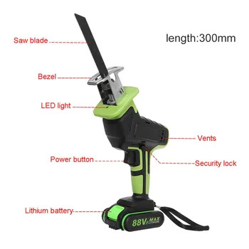 

88VF Electric Wood Metal Reciprocating Saws Cordless Logging Chainsaw With 4 Saw Blades Metal Cutting Woodworking Power Tool