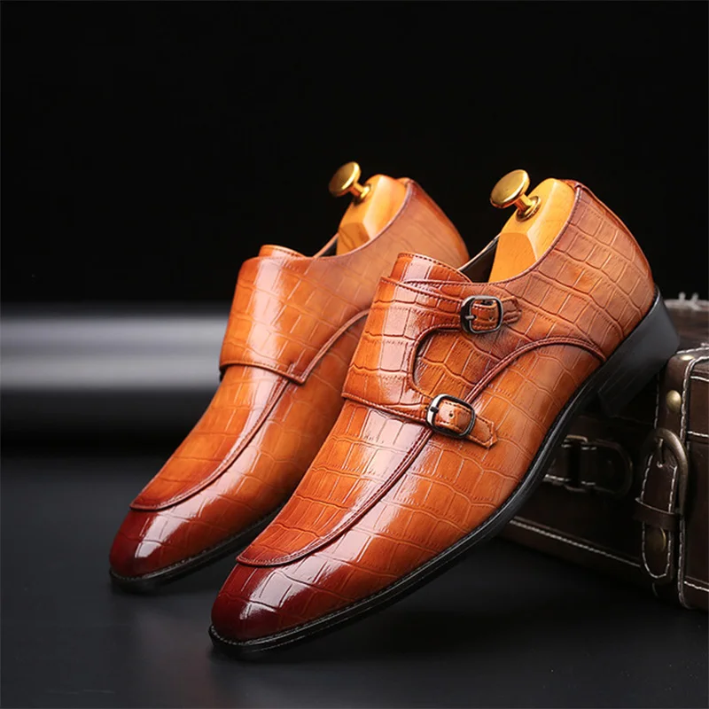 

Pointed Toe Men Shoes Leather Loafers Shoes Male Side Buckle Casual Spring Formal Footwear Zapatos De Hombre Designer Shoes Men