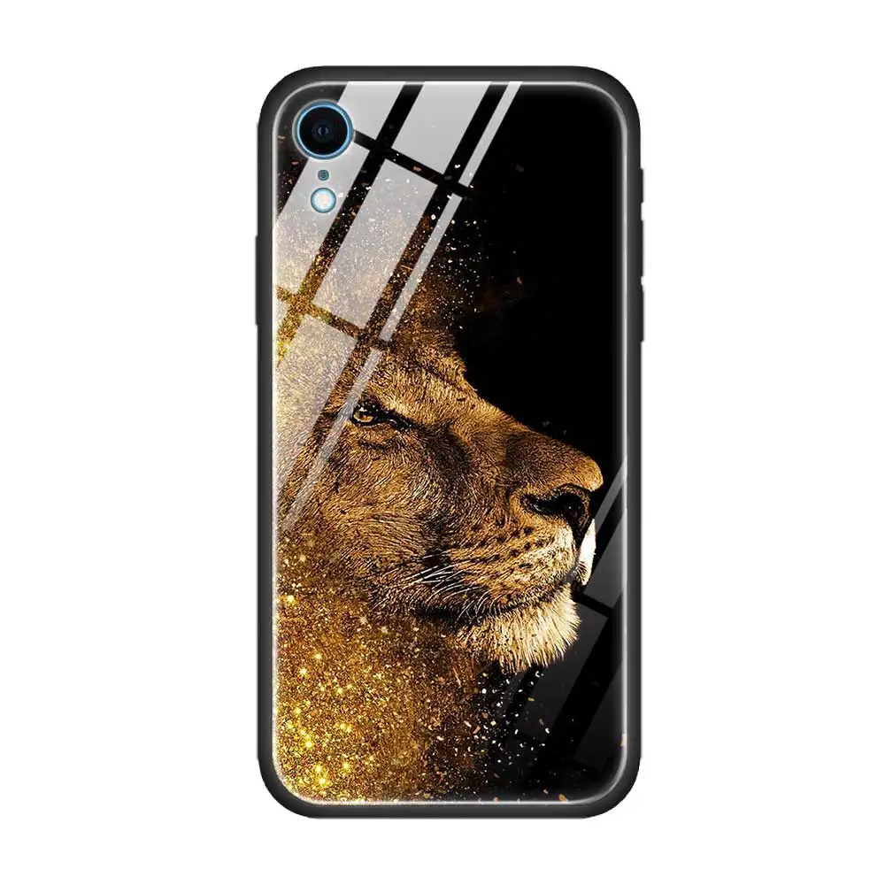 T17 Закаленное стекло чехол для Apple iPhone 8 7 6 6S Plus чехол для iPhone 11 11Pro XS MAX XR X абстрактный тигр на Луне - Цвет: T17