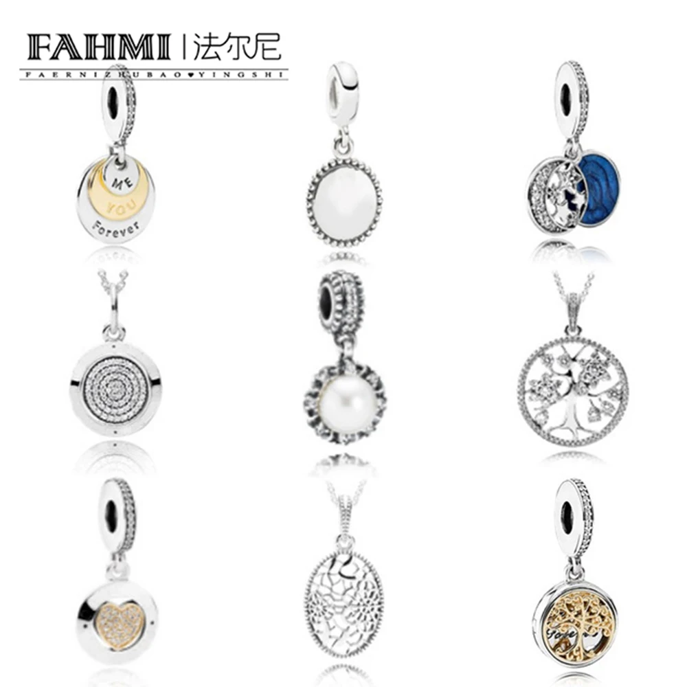 

2019925 Sterling Silver Rely Tree of Life Pendant Necklaces Clear Green CZ Women Fashion Jewelry Gift Moon and Star Pendant
