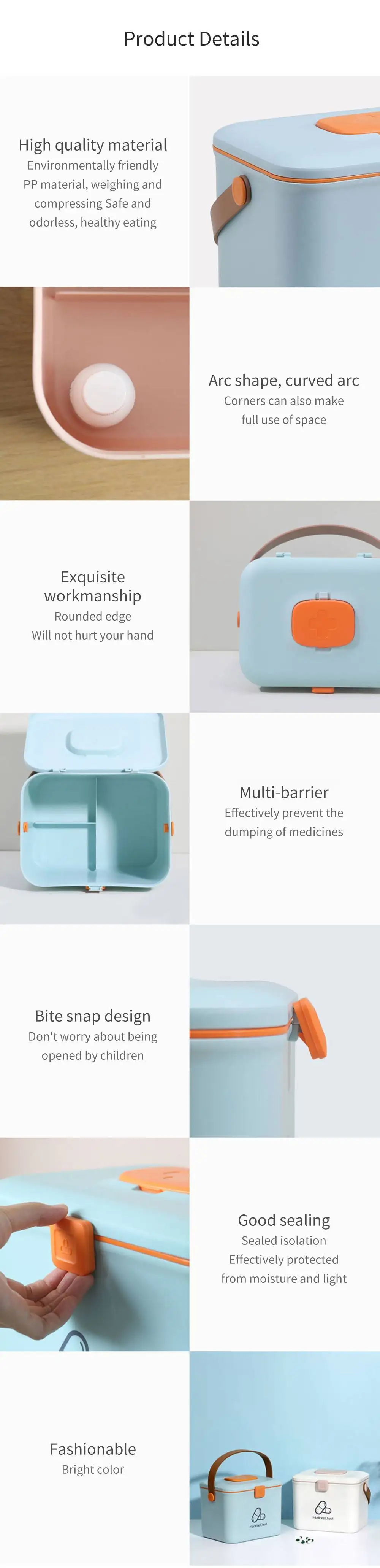 Home Medicine Storage Box First Aid Box Layered Large Capacity Portable Bag Multi-Divided Compartment Well Sealed Pill Cases