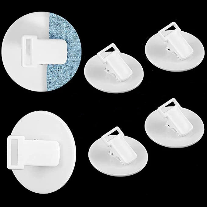 DNHCLL 2 Pack White Shower Curtain Clips Anti Splash Shower Guard Curtain Clip Self Adhesive Windproof Stop Protect Clips 