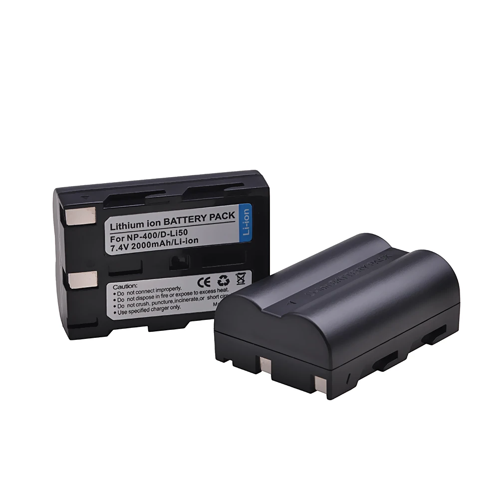 Rechargeable Battery 2000mAh D-Li50 NP-400 NP 400 For Konica Minolta DiMAGE A1 A2 Pentax K10D K20D Dynax 5D 7D Sigma SD15 SD14 camera battery