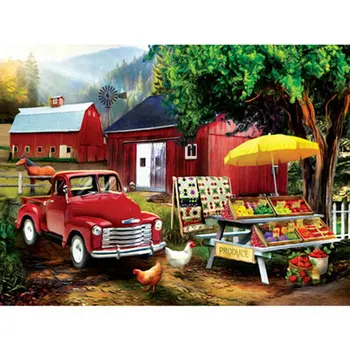 

Diy 5D diamond Embroidery Farm scenery Diamond Painting Cross-Stitch Pickup trucks Needlework puzzle square Drill Home Decor