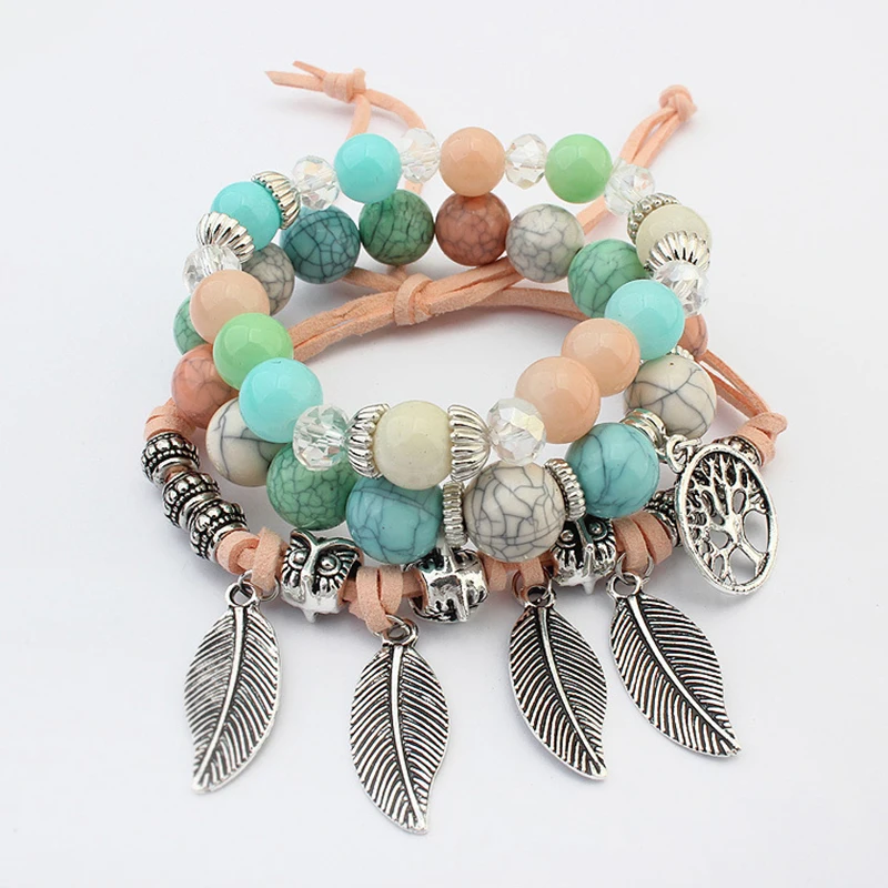 

Multi-storey Tree Bracelet Stone Glass Hand Chain For Women Girl Best Friends Handmade Beads Custom Named New Arrival