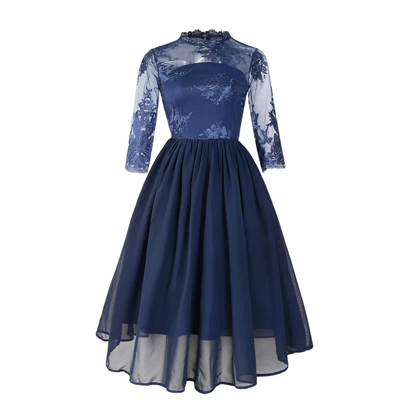 

OWLPRINCESS 2019 white gauze embroidery lace stitching chiffon 7 minutes of sleeve dress