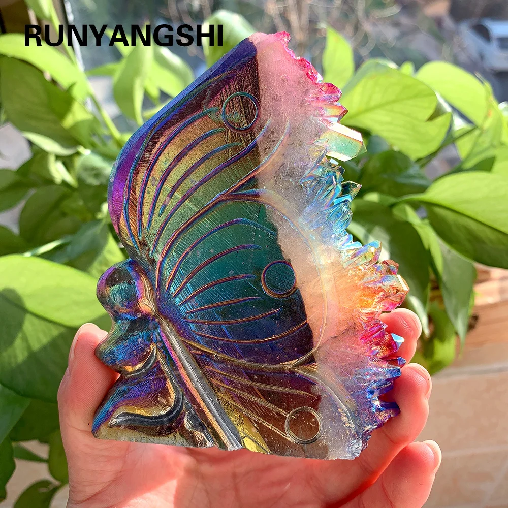 

Natural Clear Quartz Cluster Rainbow Aura Butterfly Girl Crafts Ornaments Crystal Animal Gifts Decorate