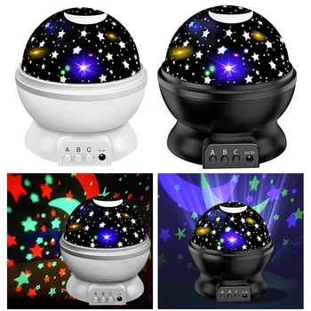 

Rotating LED Projector Light Star Moon Galaxy Starry Sky Night Lamp Bedroom Decor Battery/USB Powered Night Light for Kids