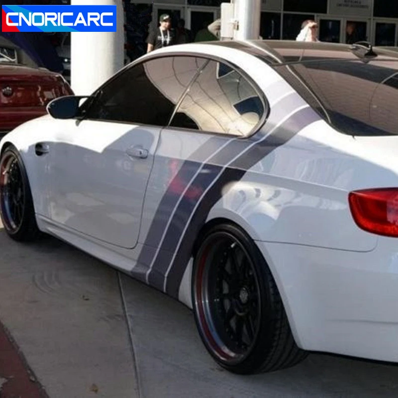 Cnoricarcトリコロールラインカスタマイズビニールデカール車ボディのドアのサイドステッカーストライプアルミリヤウイングbmwアウディ起亜ホンダトヨタ For Bmw Vinyl Decaldecals Car Aliexpress