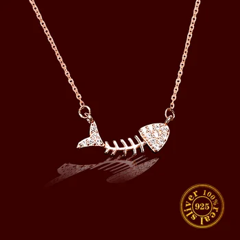 

New Arrival Fashion 925 Sterling Silver fishbone Chain Link Pendant Necklaces for Women Fine Jewelry