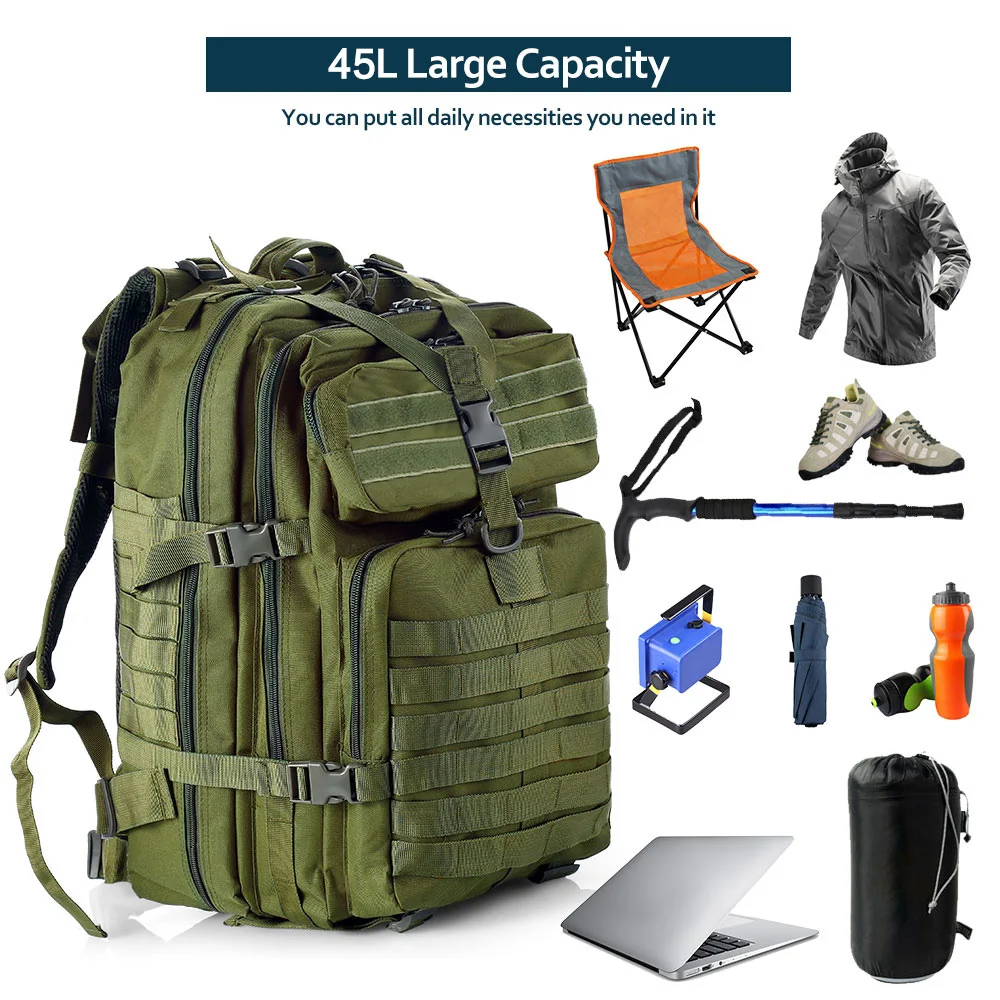 45L Tactical Backpack High-quality Material Military Army Molle System Bag