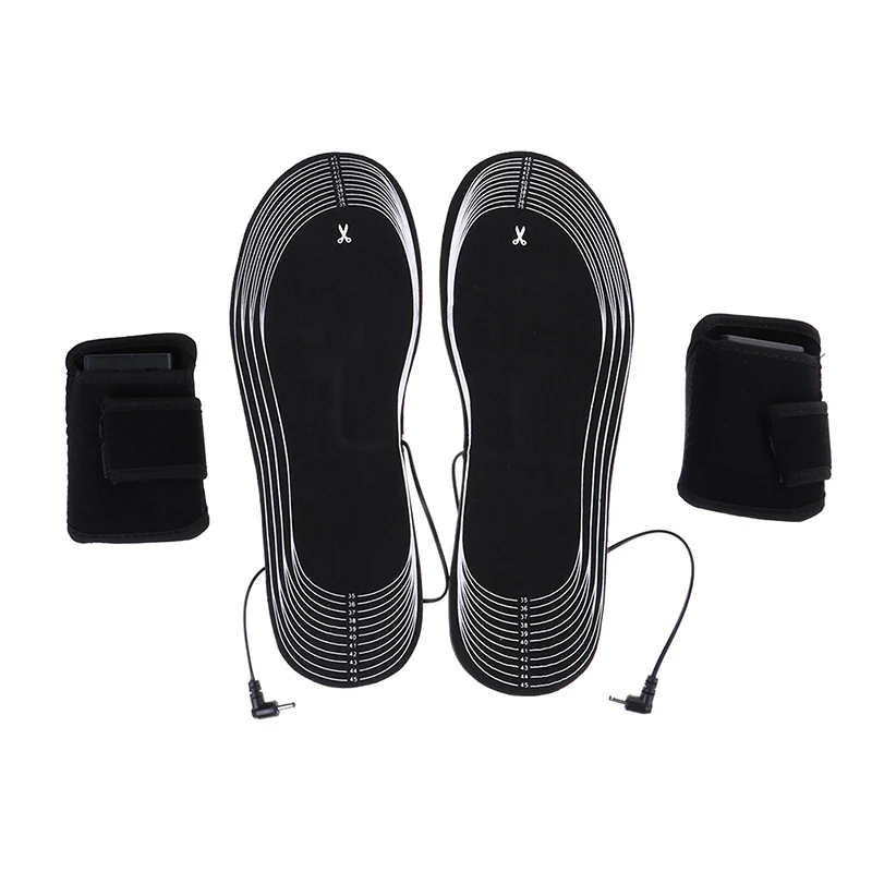 Зимние Стельки С Подогревом для женщин и мужчин с электрическим аккумулятором, теплые вставки для обуви около 50 градусов, можно отрезать подушечки для ног из углеродного волокна