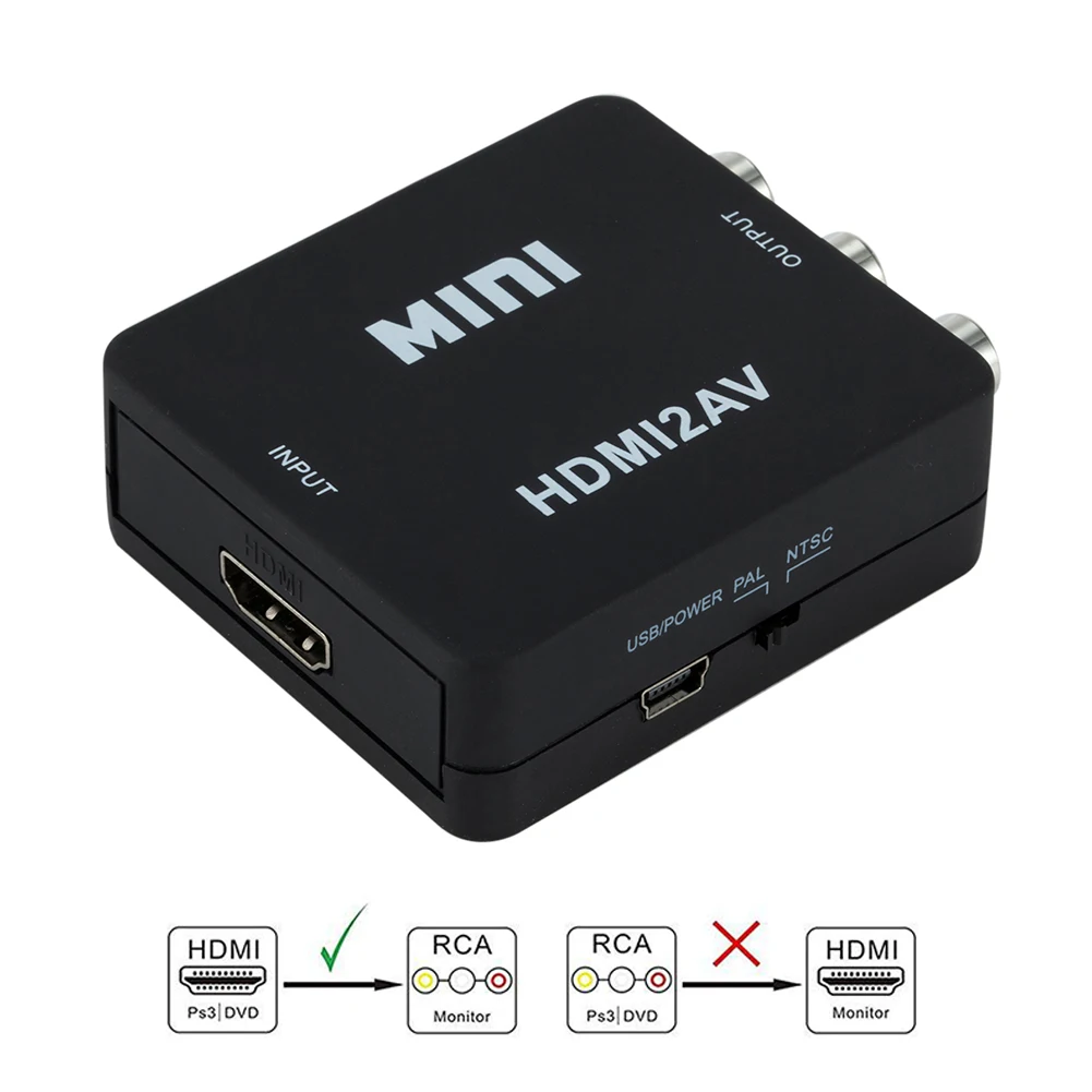 Адаптер HDMI в AV/RCA CVBS HD 1080P видео L/R аудио RCA преобразователь HDMI2AV поддержка NTSC PAL для