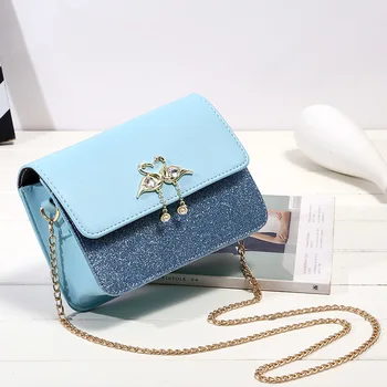 

New Bag Women's Shoulder Bag Messenger Bag Chain Bag Fashion Korean Style Simple All-match Contrasting Color Swan